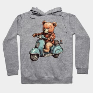 A cute teddy bear riding scooter bike Hoodie